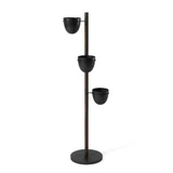 Macetero Pedestal de madera y metal negro para 3 plantas