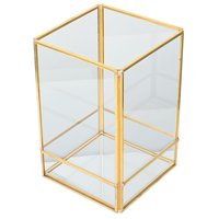 Farol decorativo de metal y vidrio 13 x 13 x 18 cm transparente