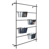 Set por 4 maceteros de acero gris con soporte