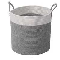 Canasto multiuso de algodón 46 x 46 x 50  cm gris y blanco
