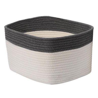 Canasto de algodn 25.5 x 35.5 x 20 cm gris y blanco