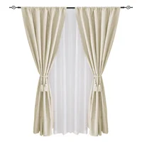 Pack de cortina de tela y velo sun out 220 x 140 cm beige