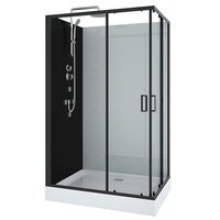 Cabina de ducha esquinera rectangular 4 jets 120 x 90 x 205 negra