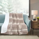 Manta Sherpa de poliéster beige 125 x 150 cm