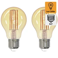 Set de 2 lámparas de luz LED A60 filamento 6W E27 ambar