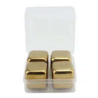 Pack de 4 cubitos de hielo de acero inoxidable dorado