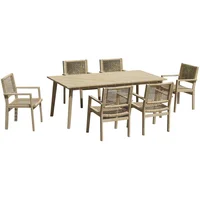 Juego de comedor exterior Madera 7 piezas natural