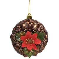 Adorno navideño Poin settia rojo y café