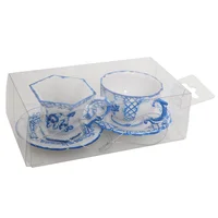 Pack de 2 adornos navideños Taza blanco y azul
