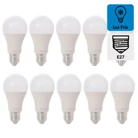 Pack de 10 lámparas de luz LED A60 9W E27 luz fría