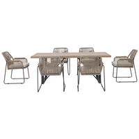 Juego de comedor exterior Helsinki de acero  natural mesa sillas 6 personas