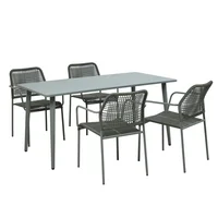 Juego de comedor exterior Lepascal de acero 5 piezas verde