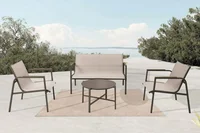 Juego de jardín exterior Dubo de acero  taupe sofa mesa sillas 4 personas