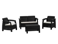 Juego de living exterior Ferrara 4 piezas negro