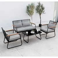 Juego de living exterior Granada 4 piezas negro