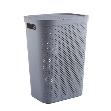 Cesto de ropa 60 L gris con tapa
