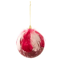 Esfera con pluma rosa 10 cm