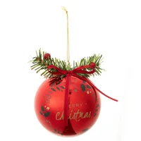 Esfera con hoja holly roja 10 cm