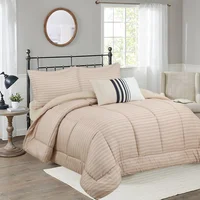 Set de acolchado de poliéster y juego de sábana con almohadón beige Queen