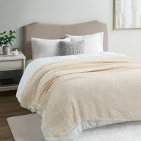 Manta Boho Waffle de poliéster blanco 130 x 160 cm