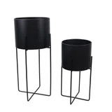 Set de 2 macetas con base negras