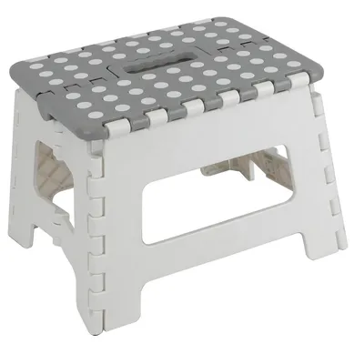 Banquito plegable gris y blanco