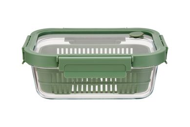 Tupper rectangular de vidrio 1.050 L verde y transparente
