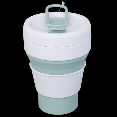Vaso de silicona plegable 475 ml verde y blanco