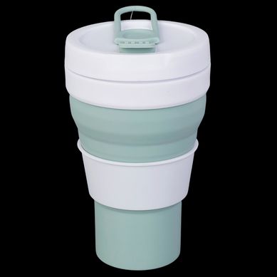 Vaso de silicona plegable 600 ml verde y blanco