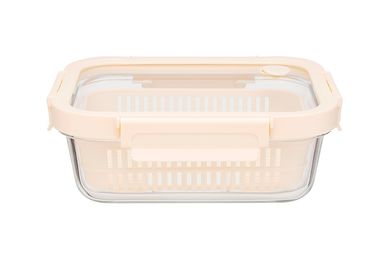 Tupper rectangularde vidrio 1.050 L rosa y transparente