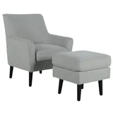 Sillón individual con apoyapies gris
