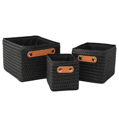 Set de 3 canastos tejidos negro