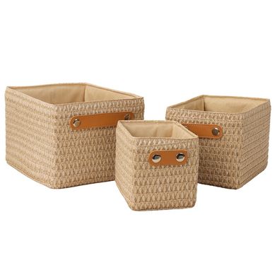 Set de 3 canastos tejidos blanco