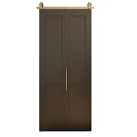 Kit puerta corrediza plegable doble MDF interior negra con herraje dorado