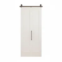 Kit puerta corrediza plegable doble MDF interior blanca con herraje negro