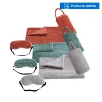Set de bolso viaje, manta y antifaz