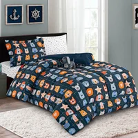 Set de acolchado y juego de sábanas Perritos 1 plaza y media multicolor