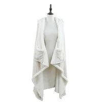 Manta Capucha Flanel de poliéster beige 125 x 150 cm