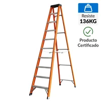 Escalera tijera 9 peldaños 3.09 m 136 kg fibra de vidrio