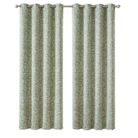 Cortina de tela Flor 140 x 220 cm verde y beige