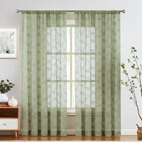 Cortina de tela Velo Nazli Hoja 140 x 220 cm verde