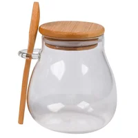Frasco de vidrio con cuchara bambu  470 ml