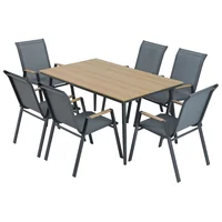 Juego de comedor exterior Berlín gris 7 piezas