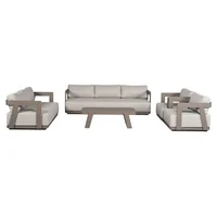 Juego de living exterior 5 piezas taupe y beige