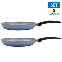Set de 2 sartenes de cerámica 20/26 cm azul