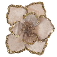 Adorno para árbol poinsettia con clip Aos dorado 17 cm