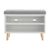 Mueble zapatero banca blanco y gris