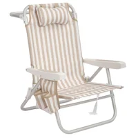 Silla de playa plegable de aluminio 2 en 1 blanco y café