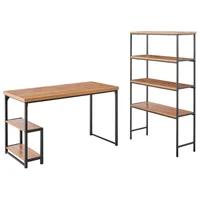 Set de escritorio y estante Kanawa de MDF y acero café