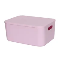 Caja organizadora polipropileno con tapa fucsia 35.5 x 15.5 x 25 cm